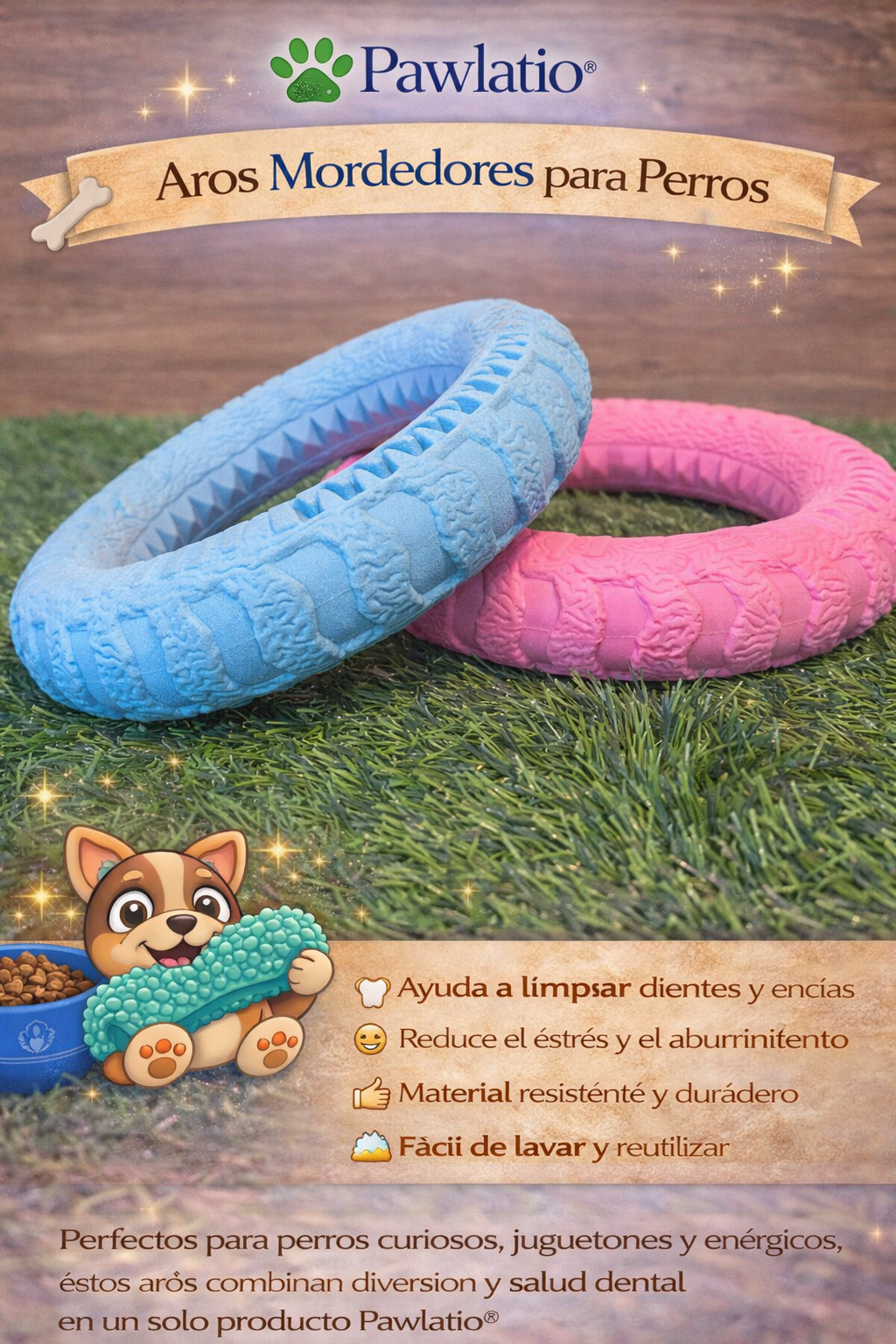 🐾 Pawlatio® Anillo Dental Interactivo para Perros