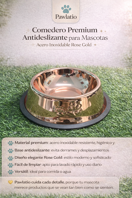 Bowl Premium Pawlatio – Acero Inoxidable Dorado