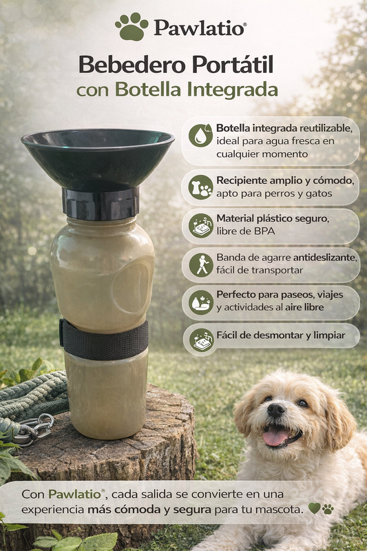 Bebedero Portátil Pawlatio® Con Botella Integrada