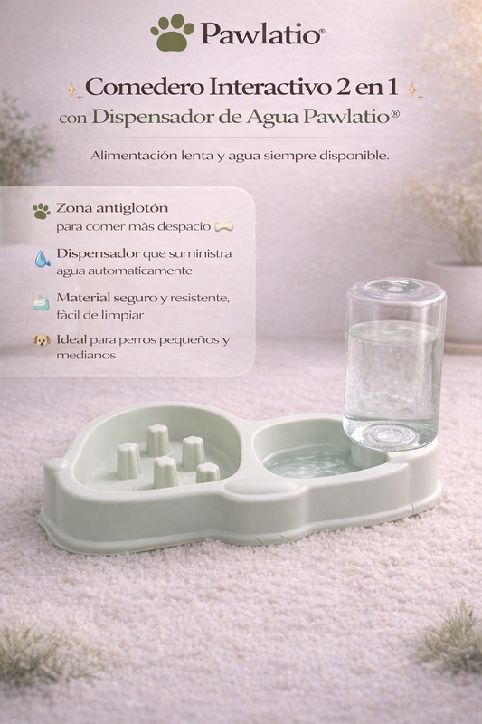 Comedero Interactivo 2 En 1 Con Dispensador De Agua Pawlatio
