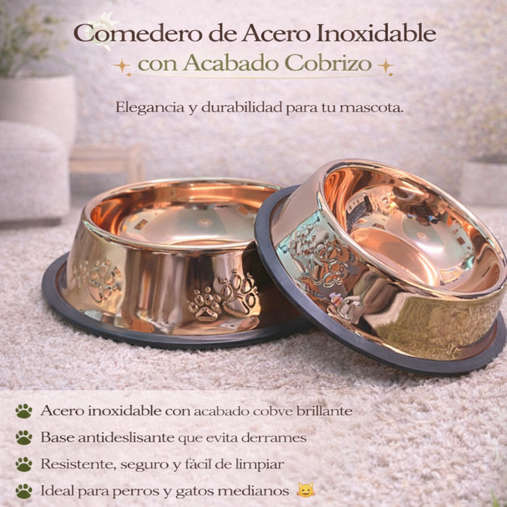 Comedero Pawlatio – Acero Inoxidable Premium (Rose Gold)