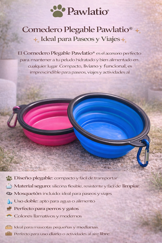 🐾 Comedero Plegable Pawlatio® – Ideal Para Paseos Y Viajes