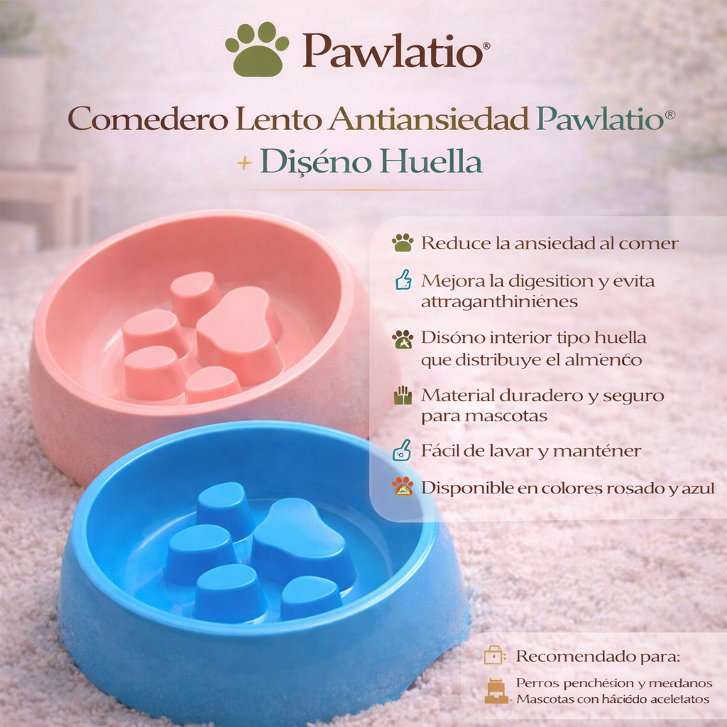 Comedero Lento Antiansiedad Pawlatio® – Diseño Huella