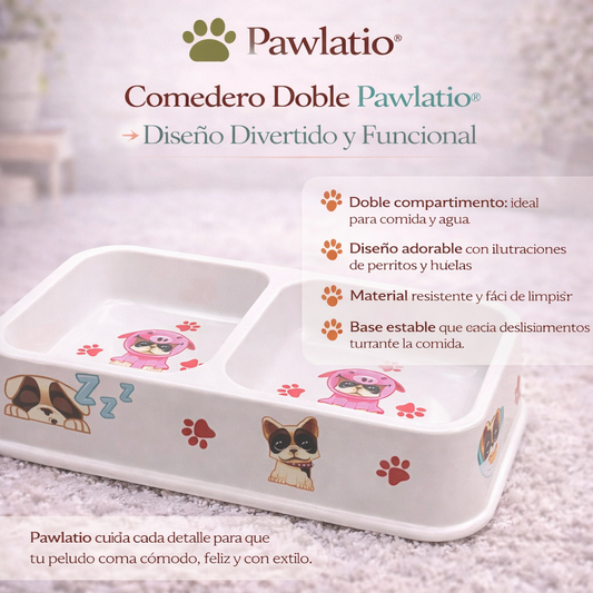 Comedero Doble Pawlatio – Diseño Divertido Y Funcional