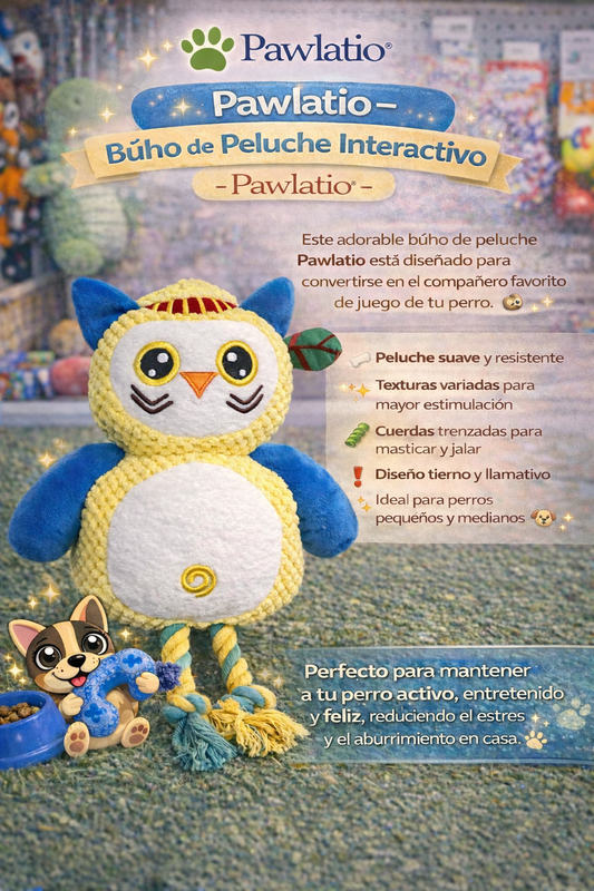 🦬მ Pawlatio – Búho de Peluche Interactivo