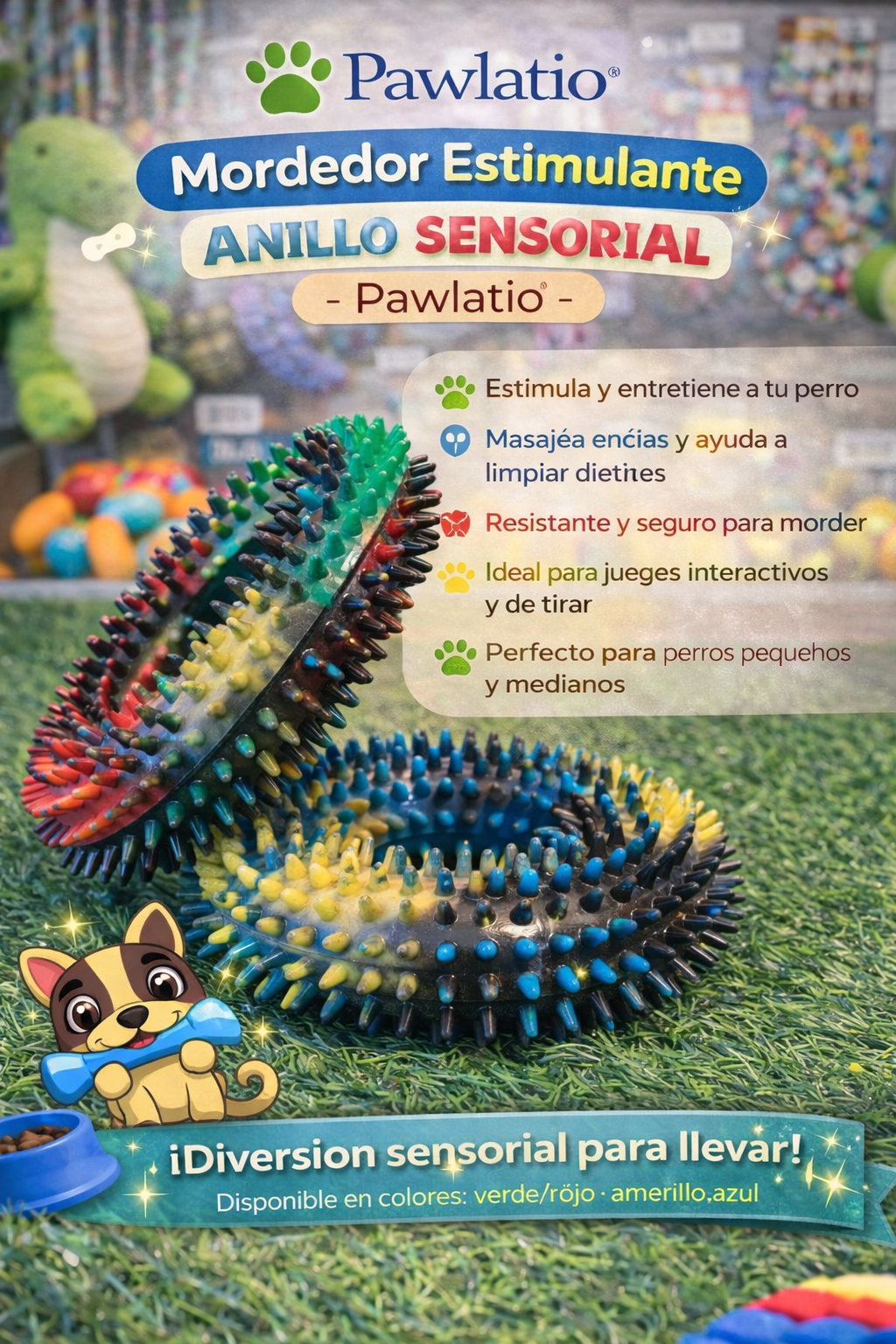 🐾 Juguete Interactivo Pawlatio – Aro Sensorial con Púas