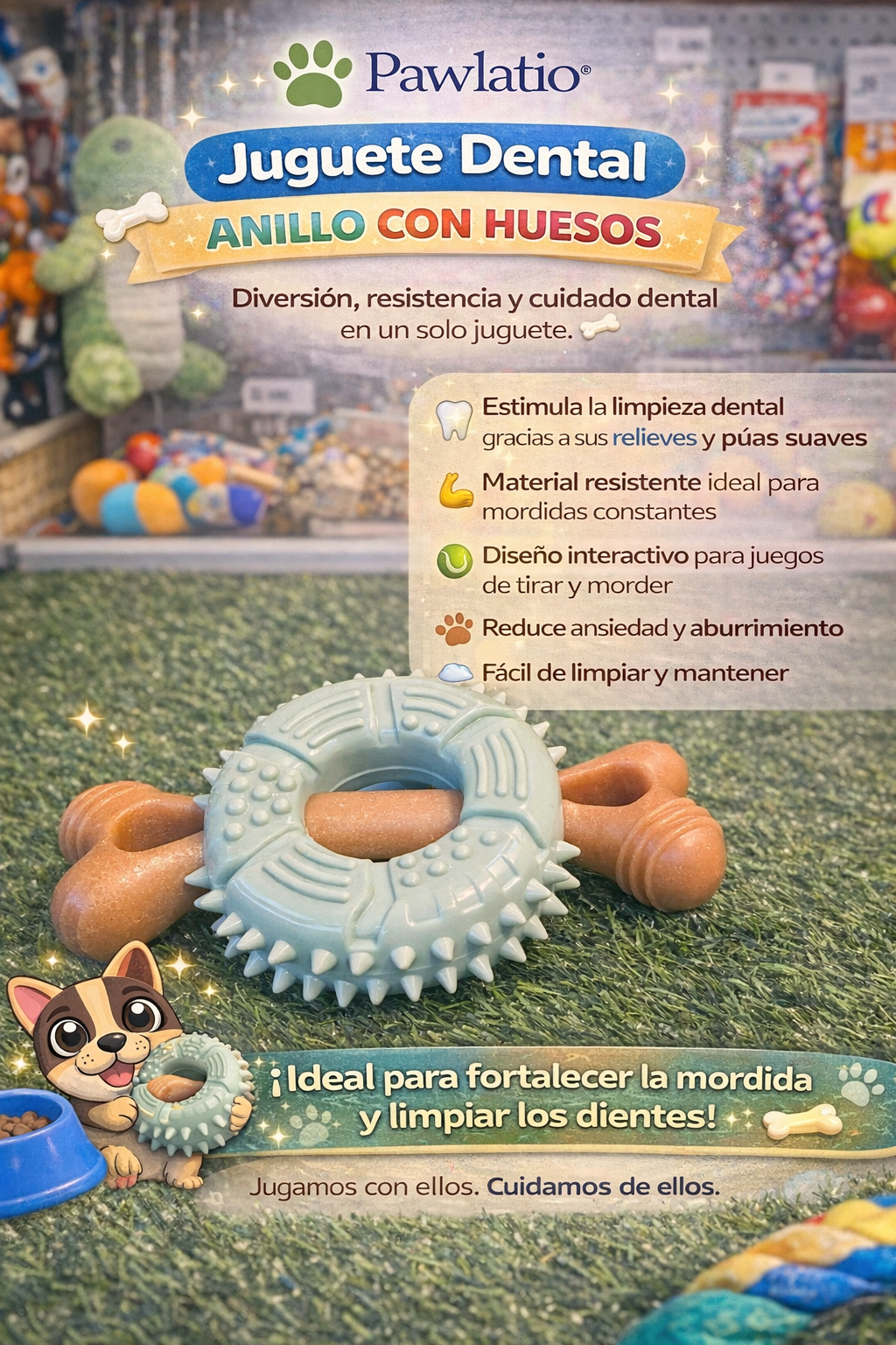 🦴 Juguete Dental Anillo con Huesos – Pawlatio