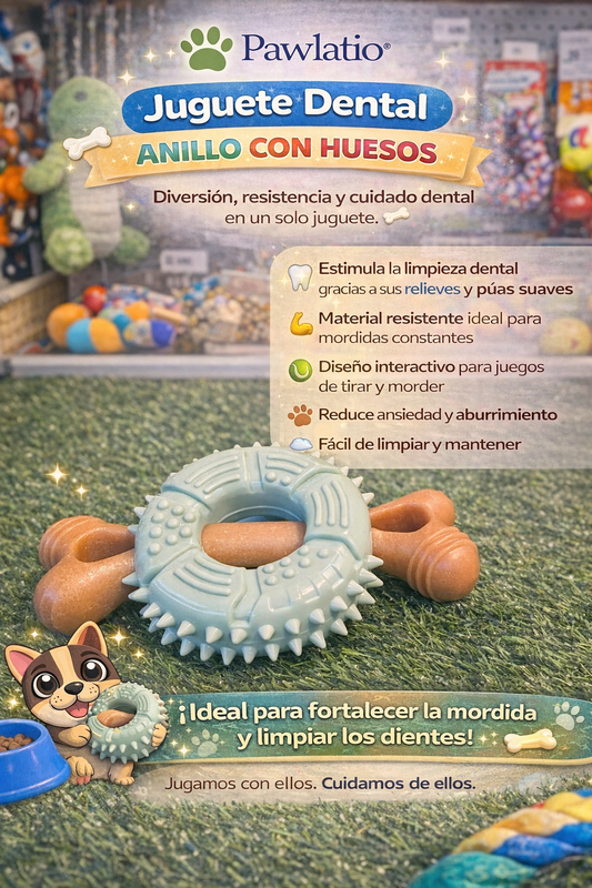 🦴 Juguete Dental Anillo con Huesos – Pawlatio