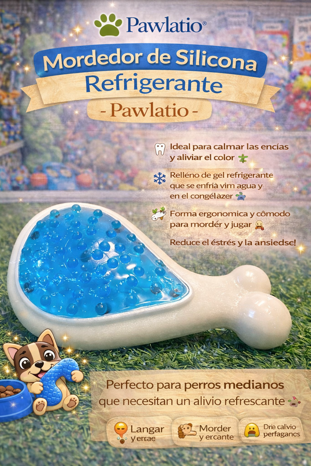 🐾 Juguete Mordedor Refrescante Pawlatio – Forma de Hueso