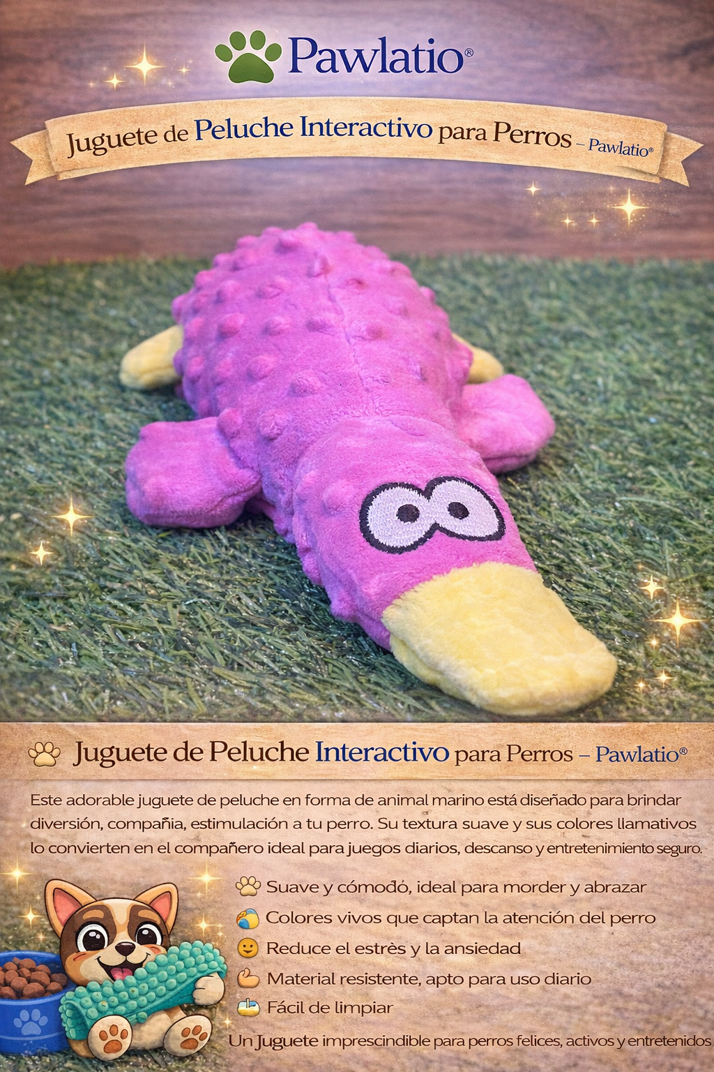 🐙 Juguete de Peluche Interactivo para Perros – Pawlatio®