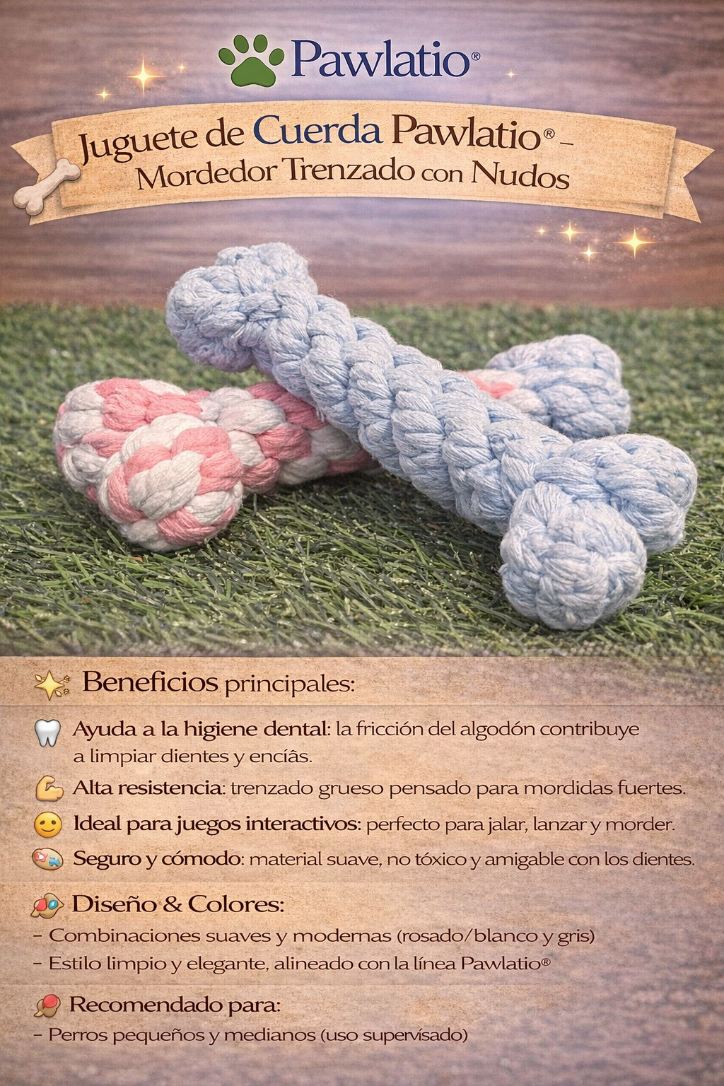 🐾 Juguete de Cuerda Pawlatio® – Mordedor Trenzado con Nudos