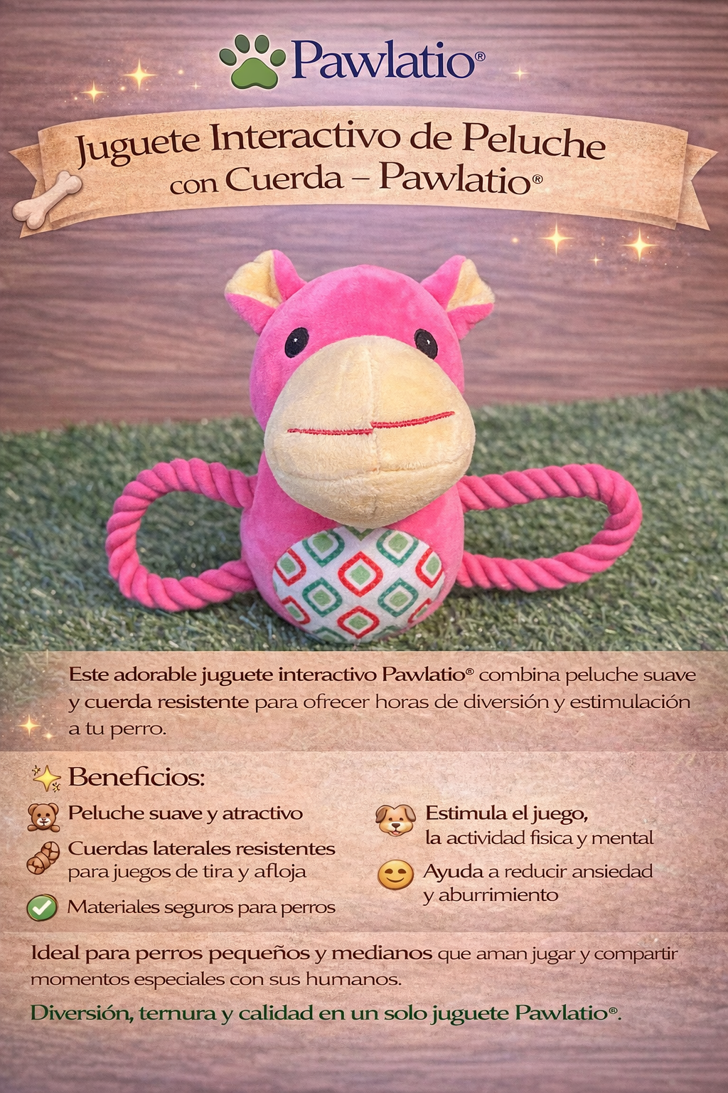 🐾 Juguete Interactivo de Peluche con Cuerda – Pawlatio®