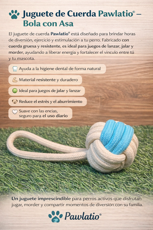 🐾 Juguete de Cuerda Pawlatio® – Bola con Asa