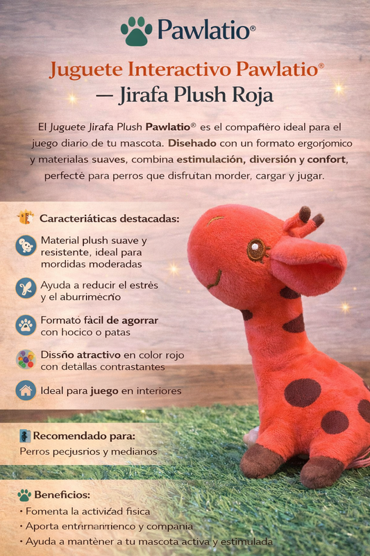 🦒 Juguete Interactivo Pawlatio® – Jirafa Plush Roja